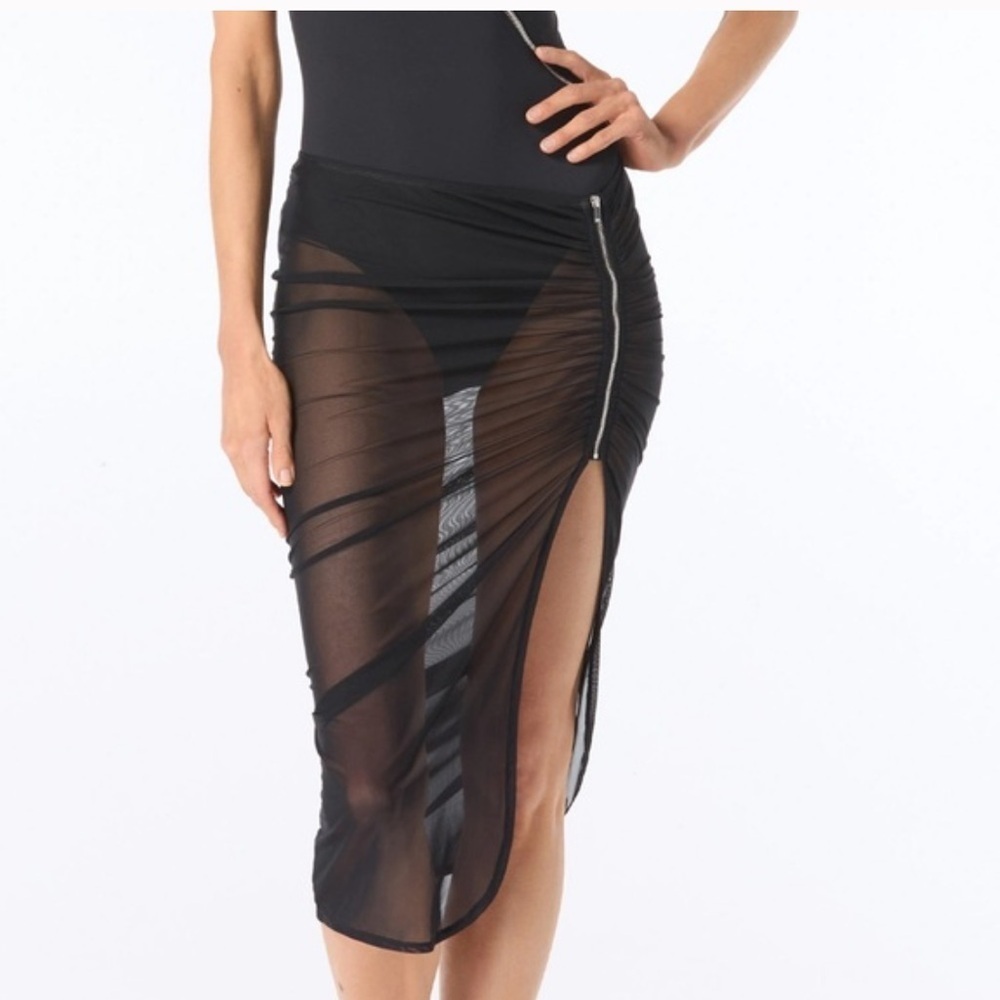 NWT Michael Kors Black Ruched Midi Pencil Skirt